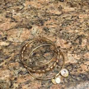 3 pack Alex and Ani gold bracelets
